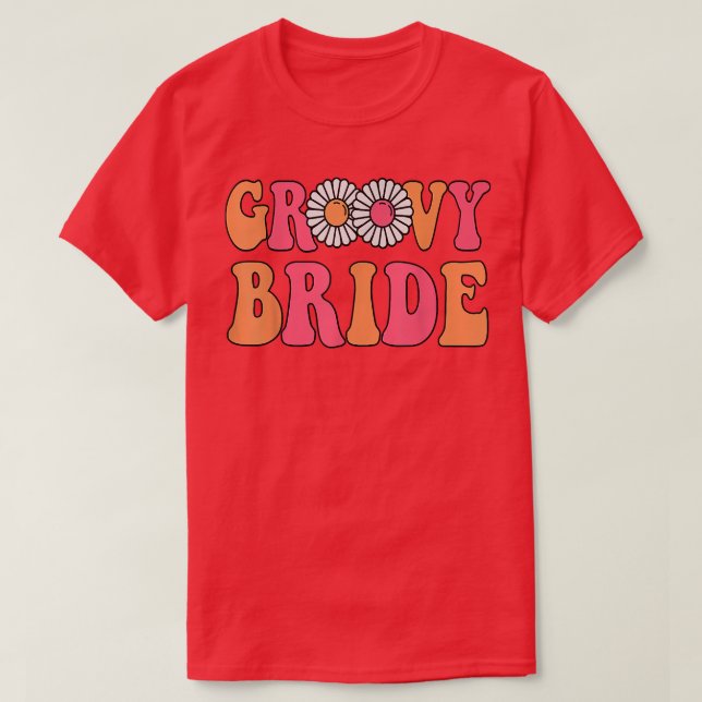Retro Groovy Brud Speningsfest Boho Bröllopsdusch  T Shirt (Design framsida)