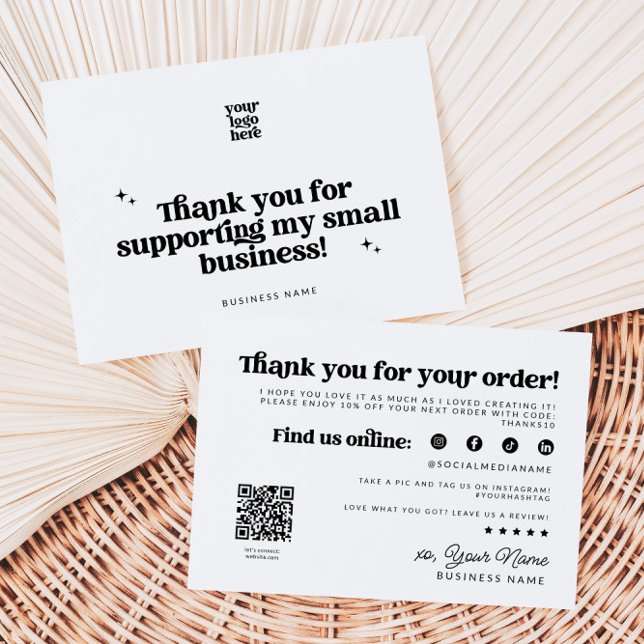 Retro Groovy Business Tack QR-kod (Retro Business Thank You Card with QR Code)