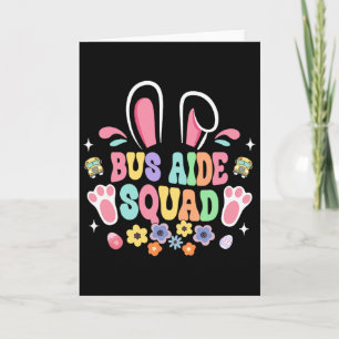 Retro Groovy Buss Aide Squad Kanin Öra Blomma Påsk Kort