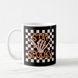 Retro Groovy Checkated Stop Spooky Halloween Kaffemugg