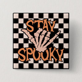 Retro Groovy Checkated Stop Spooky Halloween Knapp