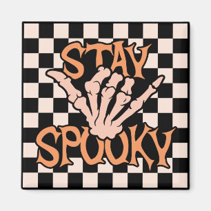 Retro Groovy Checkated Stop Spooky Halloween Magnet