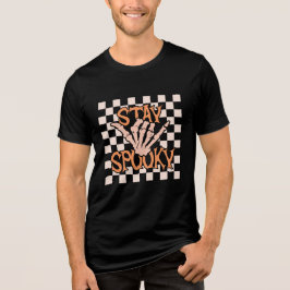 Retro Groovy Checkated Stop Spooky Halloween T Shirt