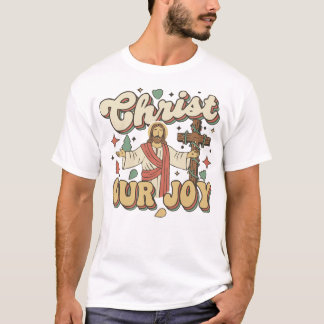 Retro Groovy Christ Our Joy Christmas T-Shirt