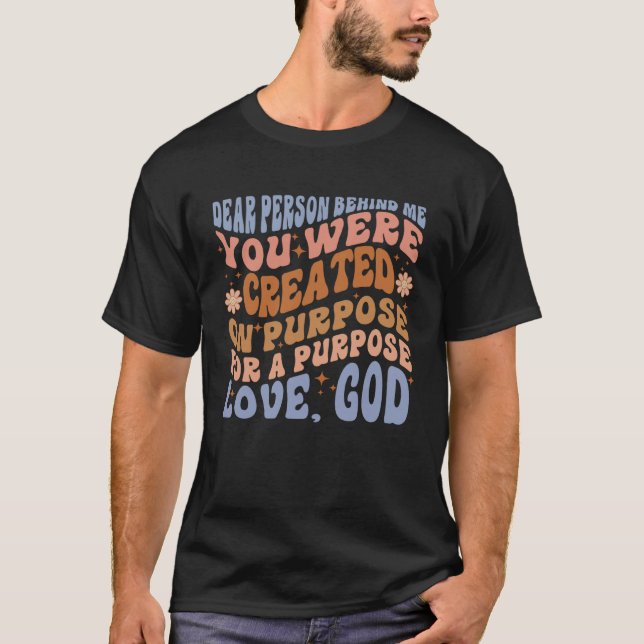 Retro Groovy Christian Love God Trendy Dear Person T Shirt (Framsida)