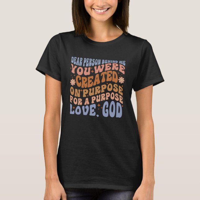 Retro Groovy Christian Love God Trendy Dear Person T Shirt (Framsida)