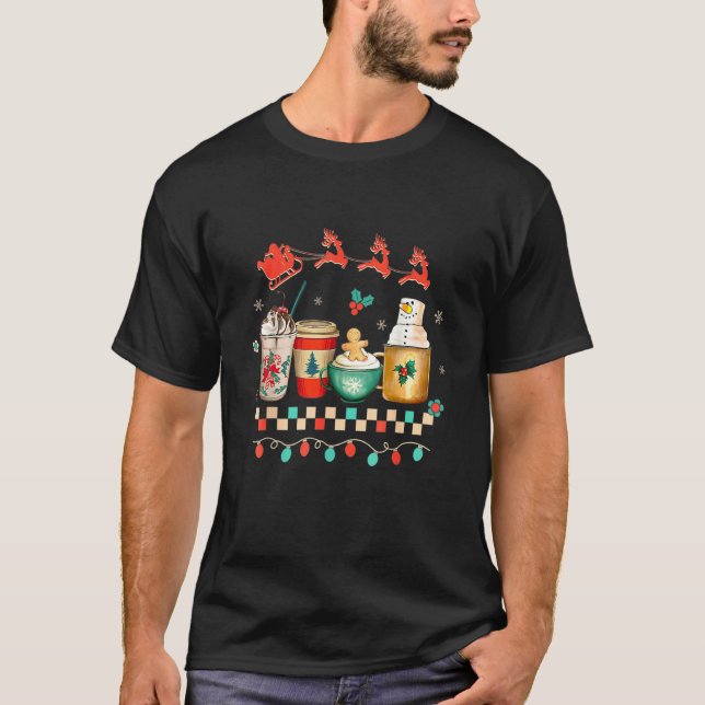 Retro Groovy Christmas Coffee Women Winter Cozy Xm T Shirt (Framsida)