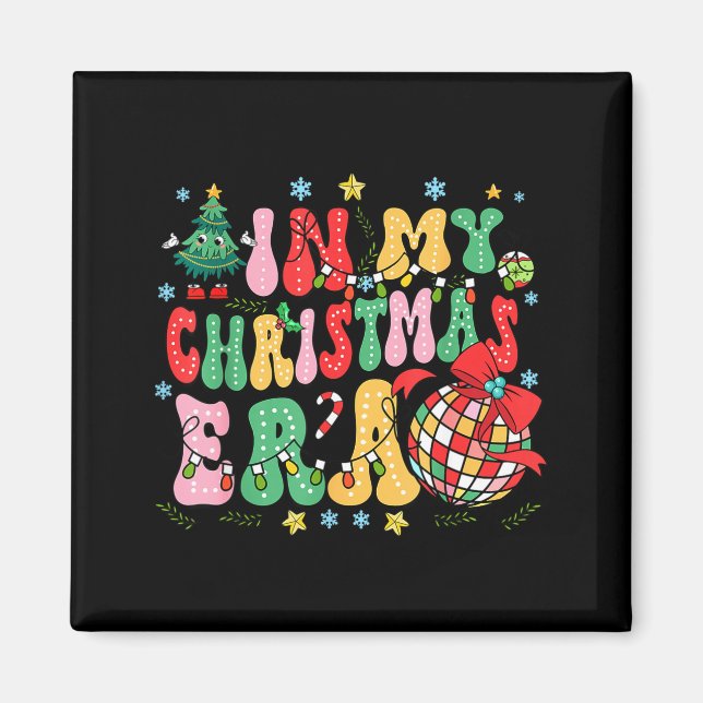 Retro Groovy Christmas In My Christmas Era Xmas  Magnet (Framsidan)