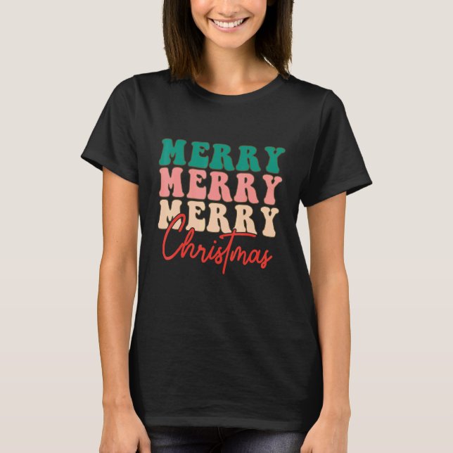 Retro Groovy Christmas Men Women Kids T Shirt (Framsida)