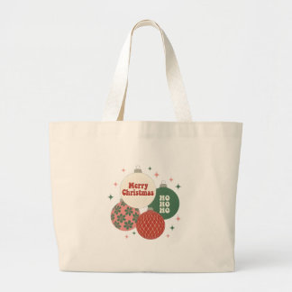 Retro Groovy Christmas Ornament Tote Bag Jumbo Tygkasse
