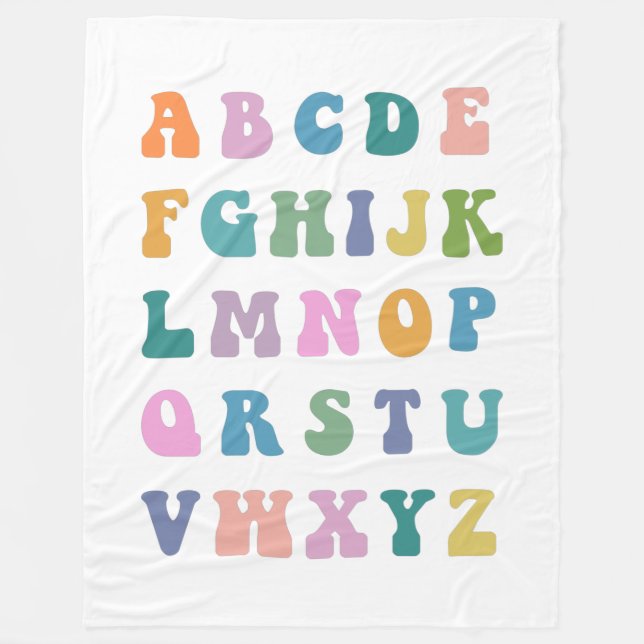 Retro Groovy Colorful ABC Alphabet Fleecefilt (Framsidan)