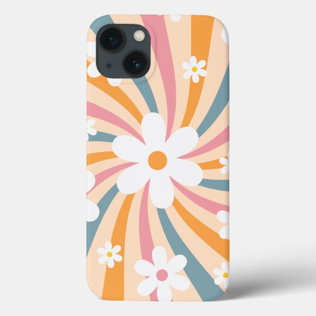 Retro Groovy Colorful Sunshine Daisy Blommigt Hipp (Baksida)