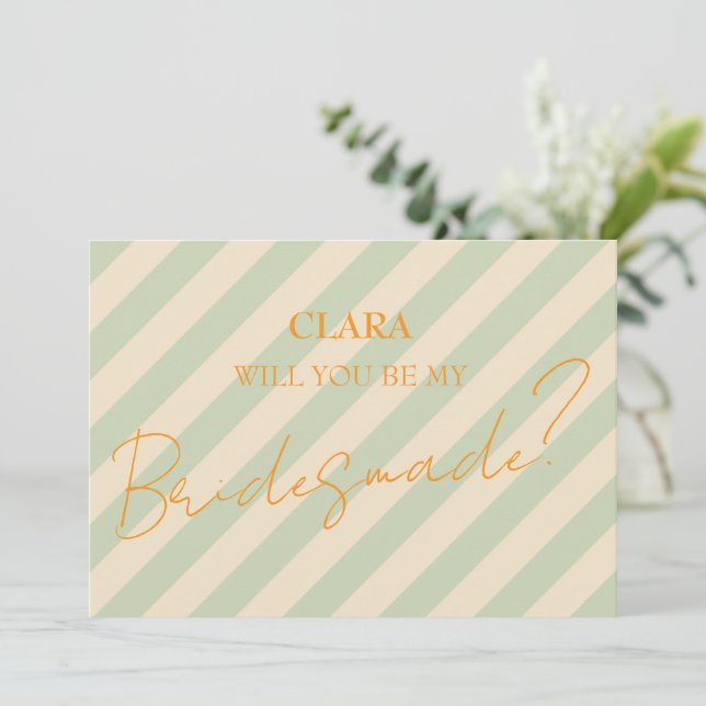 Retro Groovy Colorful Vågigt Boho Bröllop Bridesma Inbjudningar (Stående Fram)