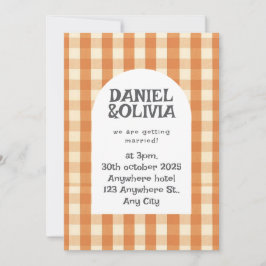 Retro Groovy Colorful Vågigt Boho Bröllop Inbjudningar