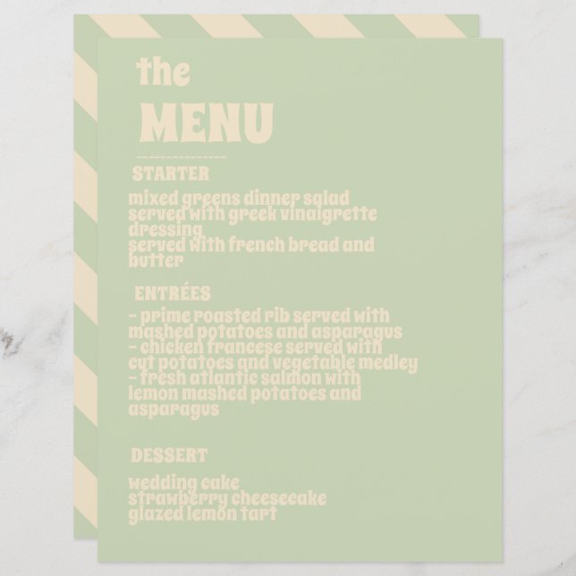 Retro Groovy Colorful Vågigt Boho Bröllop Menu (Fram/baksida)