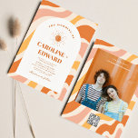 Retro Groovy Colorful Vågigt Boho Bröllop Qr-kod Inbjudningar<br><div class="desc">Färgfull Sol Retro Boho Bröllop Qr-kod</div>