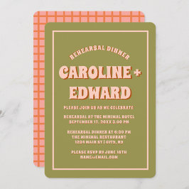 Retro Groovy Colorful Vågigt Boho Rehearsal Middag Inbjudningar