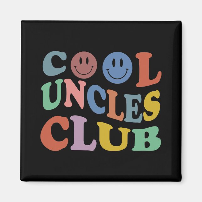 Retro Groovy Cool Uncles Club Smile Face Funny New Magnet (Framsidan)