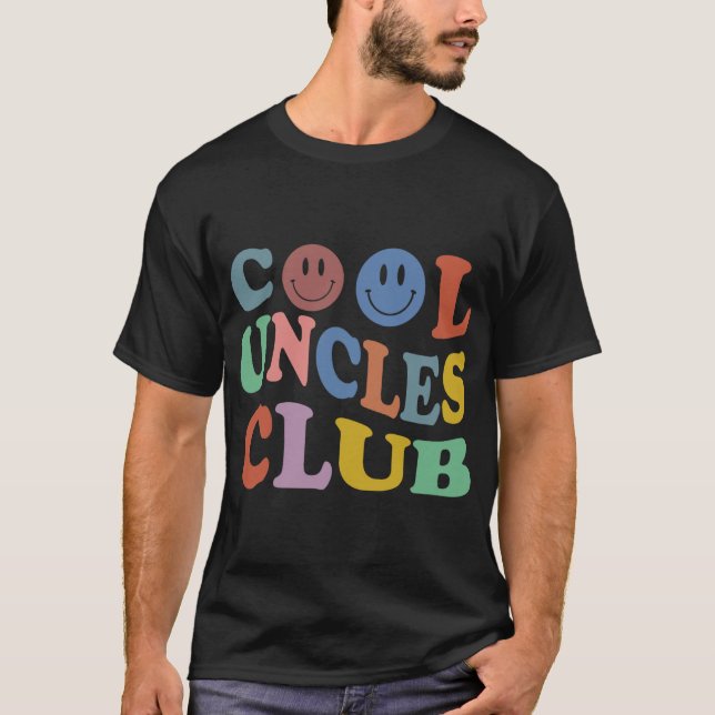 Retro Groovy Cool Uncles Club Smile Face Funny New T Shirt (Framsida)