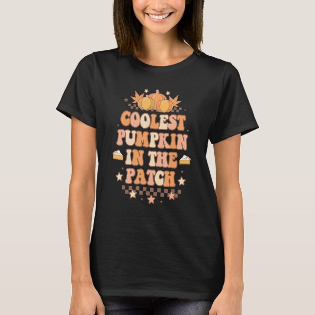 Retro Groovy Coolaste Pumpa I Lappen Halloween T Shirt (Framsida)