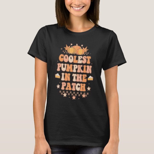 Retro Groovy Coolest Pumpkin in the Patch Hallowee T Shirt (Framsida)