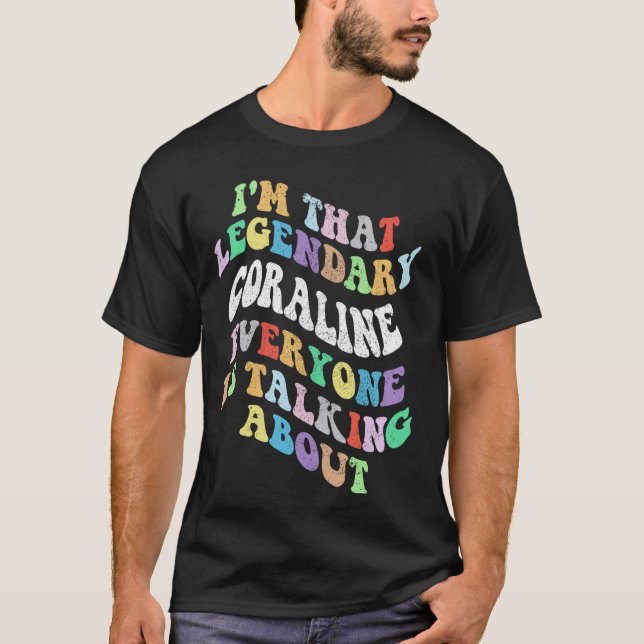 Retro Groovy Coraline First Namn Funny Mo T Shirt (Framsida)
