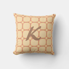 Retro Groovy Cream Beige Pink Monogram Kudde