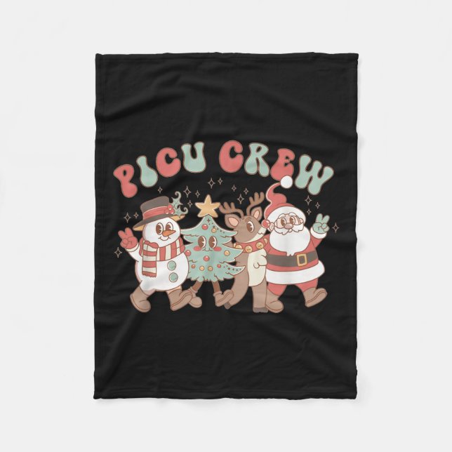 Retro Groovy Cu Nurse Christmas Tree Snowman Reind Fleecefilt (Framsidan)