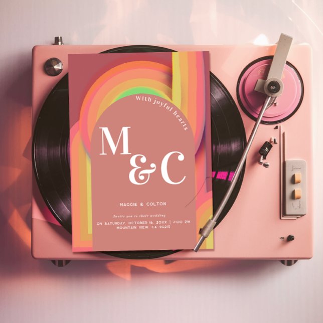 Retro groovy Curvy Linjer Inbjudningar (Skapare uppladdad)