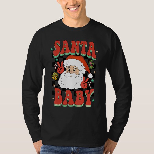 Retro Groovy Cute Santa  Christmas Men Women Kids T Shirt (Framsida)