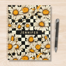 Retro Groovy Daisy Checkerboard Personlig Namn