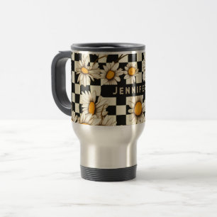 Retro Groovy Daisy Checkerboard Personlig Namn Resemugg