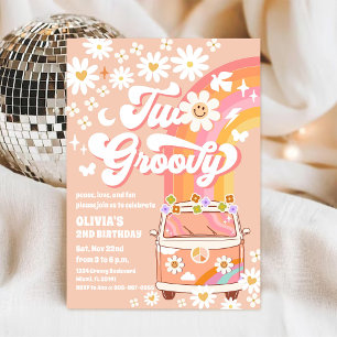 Retro Groovy Daisy Födelsedagsinbjudan Inbjudningar