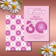 Retro Groovy Daisy Fold Rosa 30års födelsedag