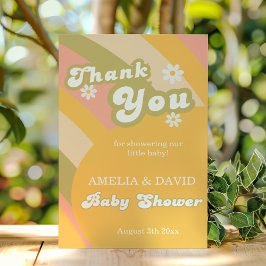 Retro Groovy Daisy Pojke Shower Tack Kort