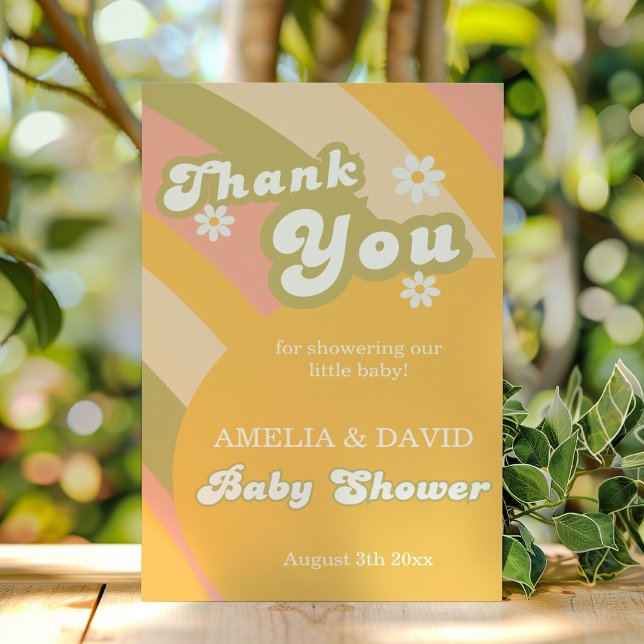 Retro Groovy Daisy Pojke Shower Tack Kort (Skapare uppladdad)