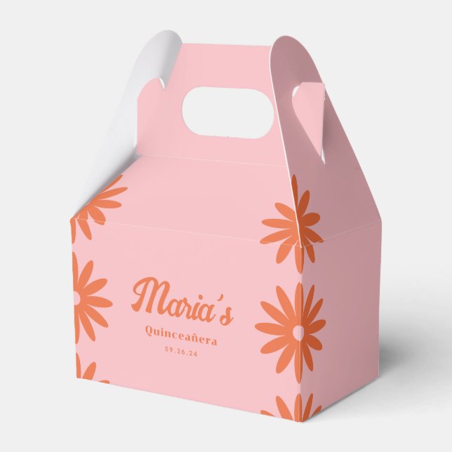 Retro Groovy Daisy Quinceanera Presentaskar (Framsidan Sidan)