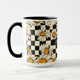 Retro Groovy Daisy Rutig Namngåva Mugg