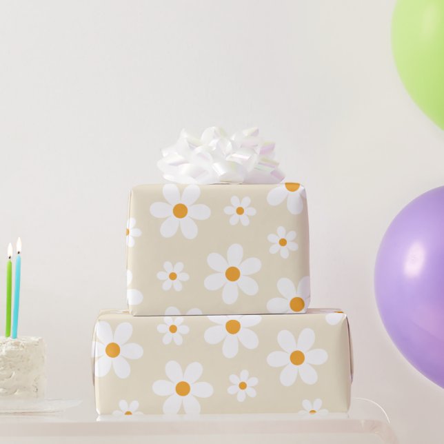 Retro Groovy Daisy Tan Birthday-presentens figursä Presentpapper (Festgåvor)