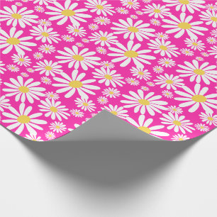 Retro Groovy Daisy Vår Daisy Mönster Rosa Presentpapper
