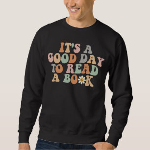 Retro Groovy Det är en Bra dag att läsa en Bok Rea Lång Ärmad Tröja