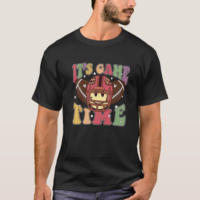 Retro Groovy Det är spel-tidsfamiljen Mor Mamma Fo T Shirt (Framsida)