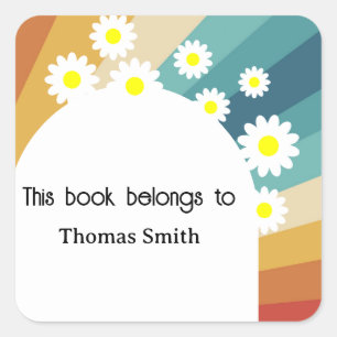 Retro Groovy - det här bok-tillhöret till Fyrkantigt Klistermärke