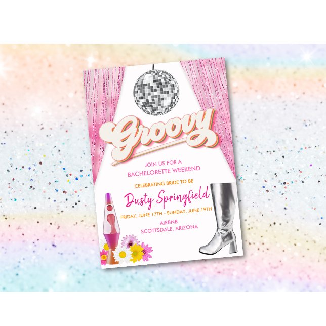 Retro Groovy Disco Snejjkväll Itinerary Inbjudningar (Skapare uppladdad)