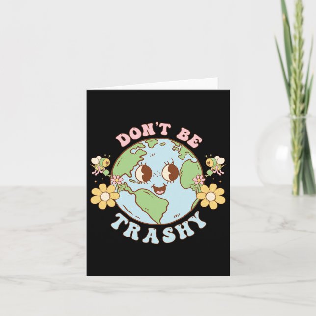 Retro Groovy Earth Day Var Inte Skräpig Rolig Åter Kort (Framsida)