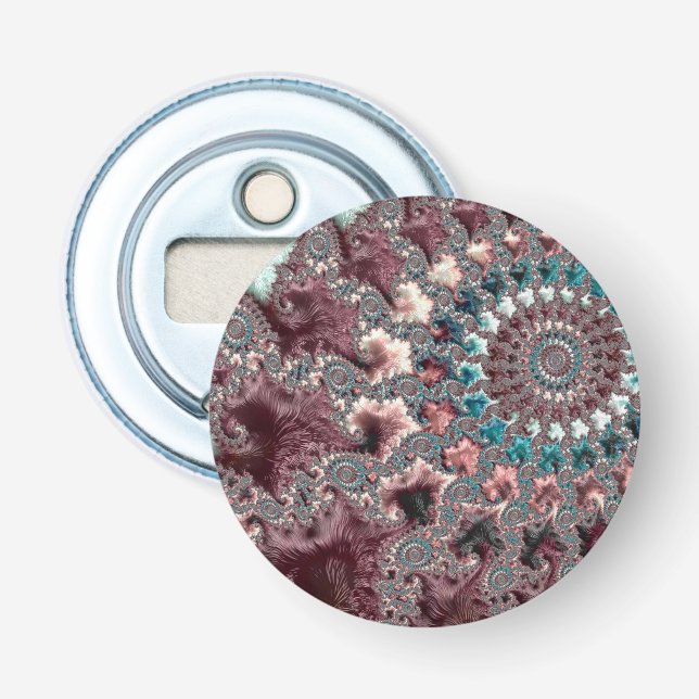 Retro Groovy Eclectic Bohemian Spiral Fractal Flasköppnare (Framsidan)