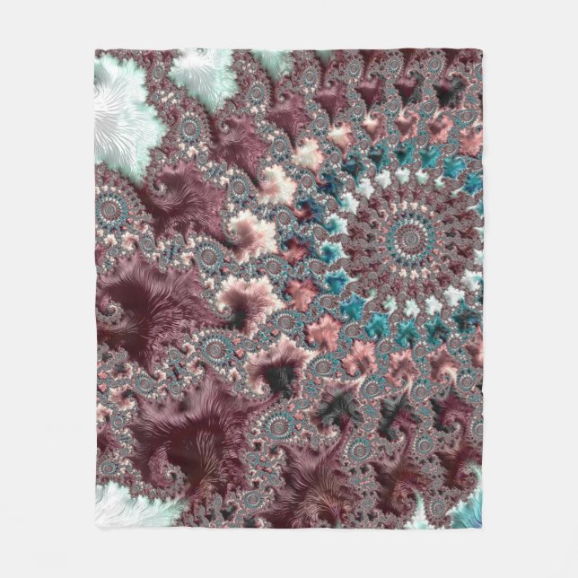 Retro Groovy Eclectic Bohemian Spiral Fractal Fleecefilt (Framsidan)