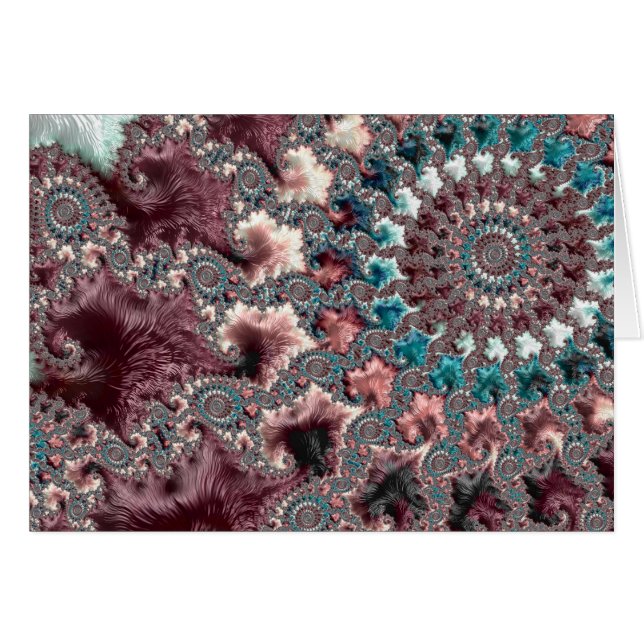 Retro Groovy Eclectic Bohemian Spiral Fractal Hälsningskort (Framsidan Horizontal)