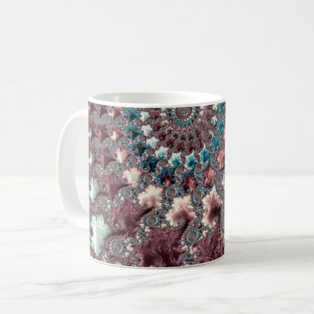 Retro Groovy Eclectic Bohemian Spiral Fractal Kaffemugg (Framsida vänster)