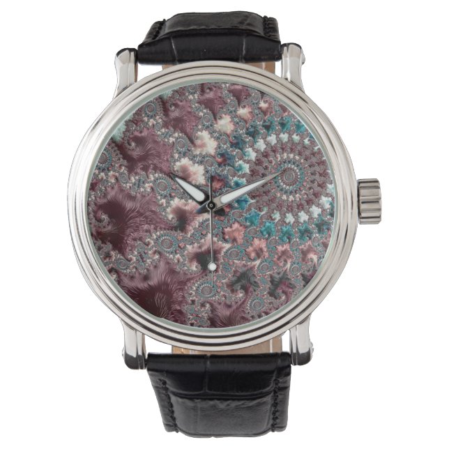 Retro Groovy Eklektisk Bohemisk Spiral Fraktal Armbandsur (Framsida)
